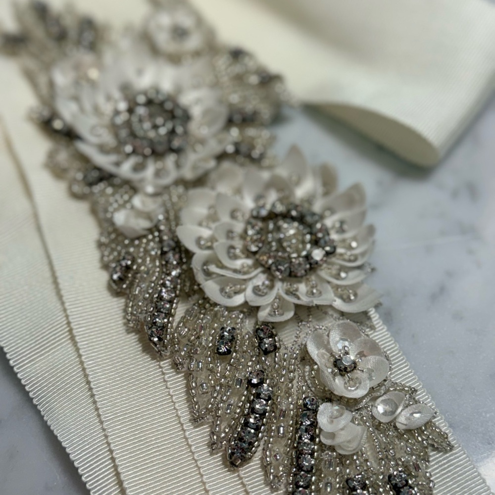 Elegant Cream and Silver Embellished Women's Accessory